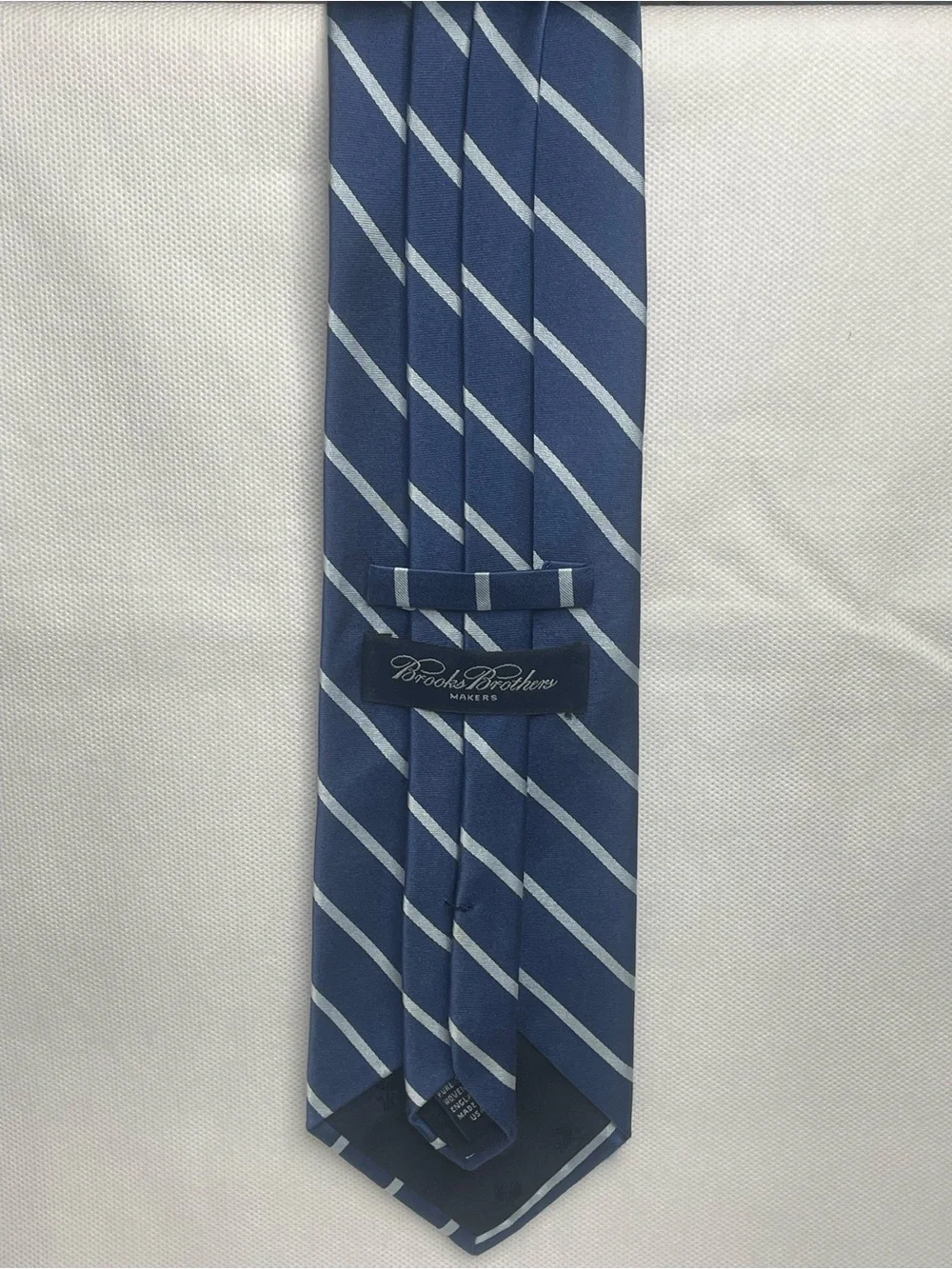 Brooks Brothers Makers Repp Silk Tie Navy Blue Preppy Striped Textured Necktie